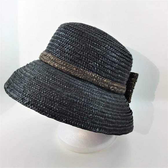 Straw Hat bowl shade with wicker bow hat - Picture 3 of 6